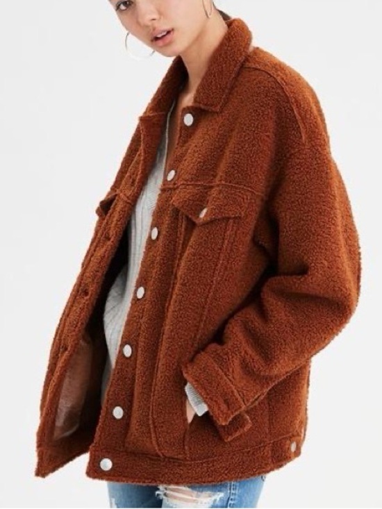 American Eagle Outfitters Jackets & Blazers - American Eagle Outfitters Rust Brown Sherpa Shirt Jacket